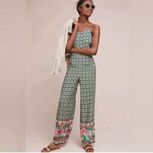 FARM Rio Green and Red Patterned Jumpsuit
